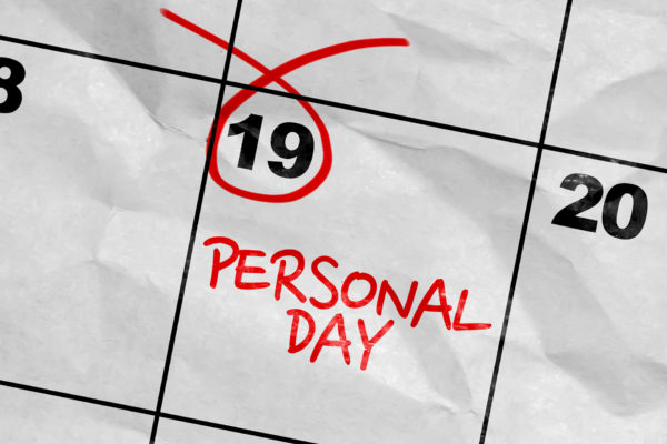 Calendar highlighting employee's personal day off or unpaid leave