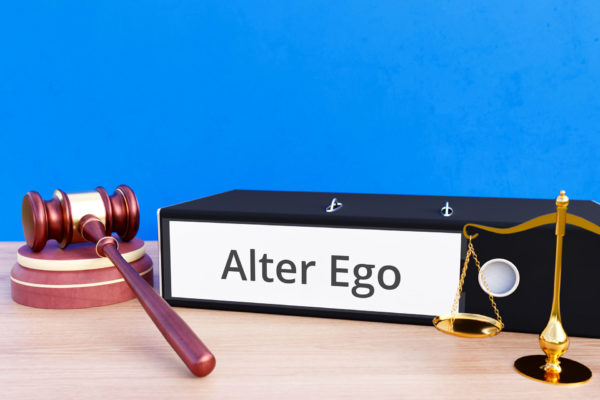 Binder on desk titled alter ego in reference to piercing the corporate veil