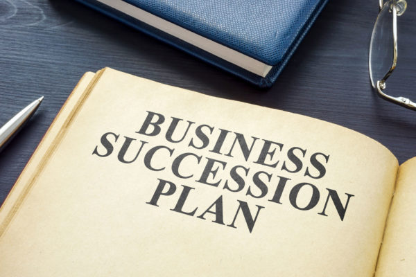 Book open to page that read business succession plan