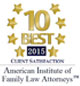 Award logo for the American Institute of Family Law Attorneys.