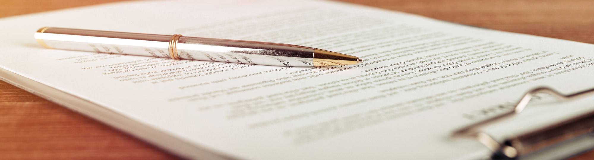 Legal documents on table.