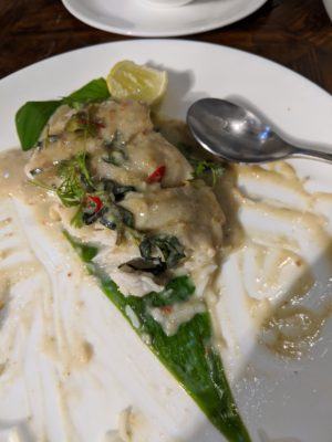 fish dish at restaurant